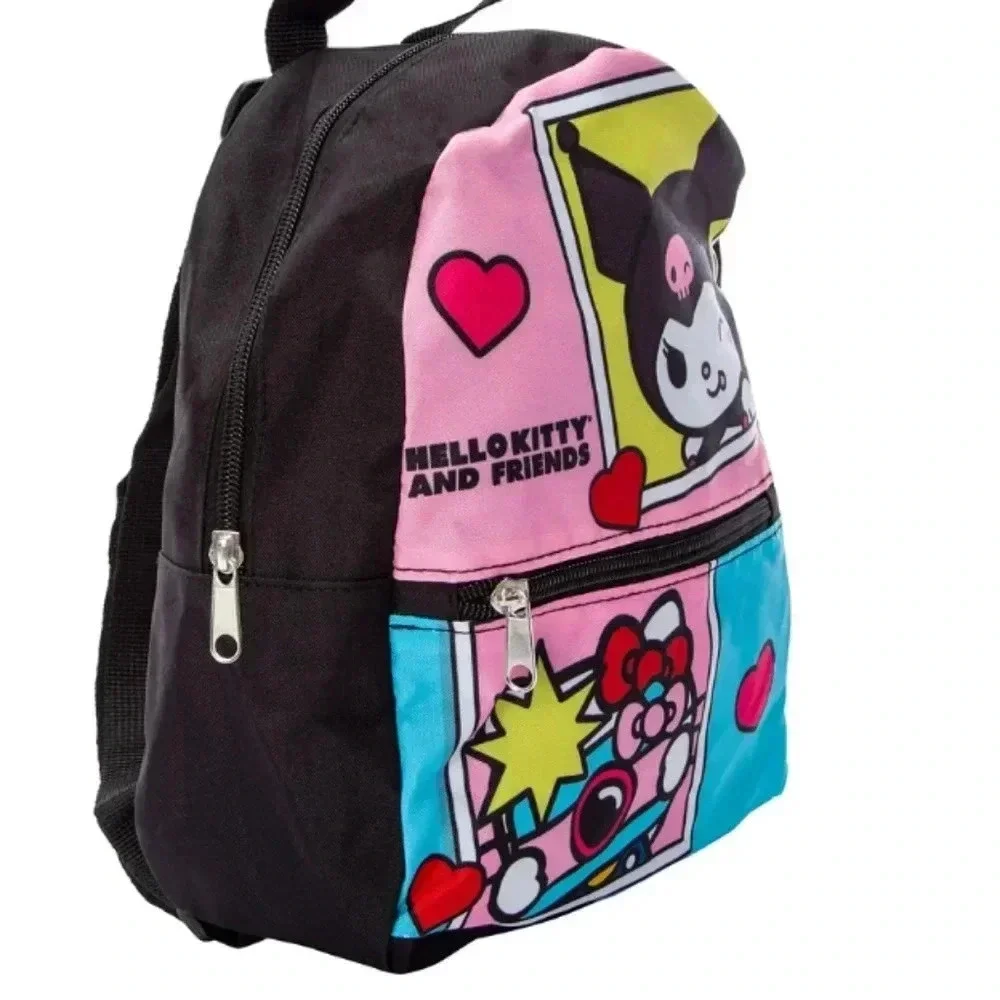 Pink black yellow blue Sanrio Hello Kitty and friends backpack zippered hearts